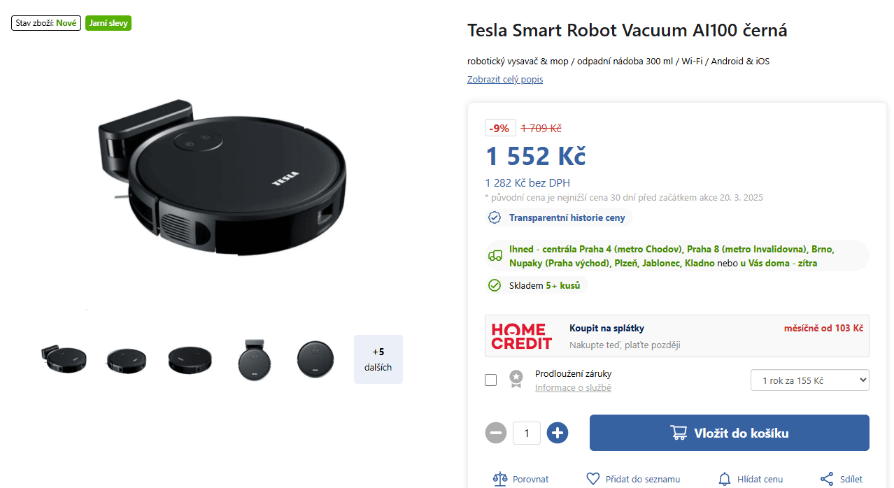 Robotický vysavač a mop TESLA